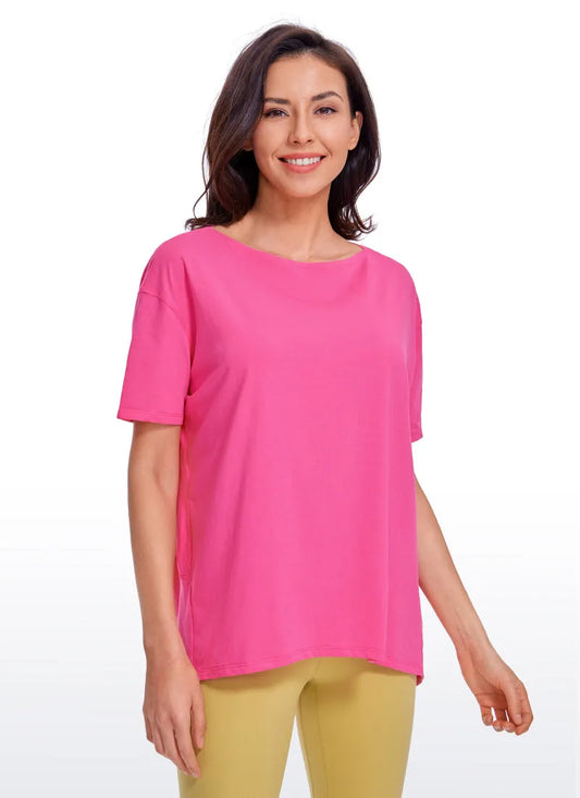 Pima Cotton Boat Neck Short Sleeve