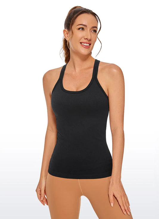 Seamless Racerback Ribbed Hip Length Tank