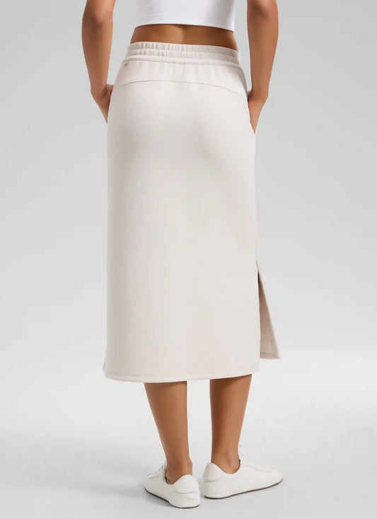 SoftAura Side Slit Hem Midi Pencil Skirt