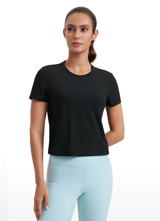 Pima Cotton Classic-Fit Cropped Short Sleeve