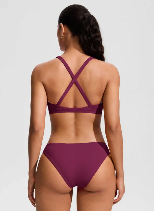 Twist Front Cut Out Cross Back Bikini Top
