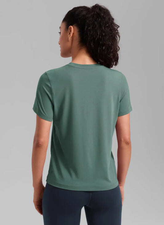 Quick Dry Crewneck Hip Length Short Sleeve