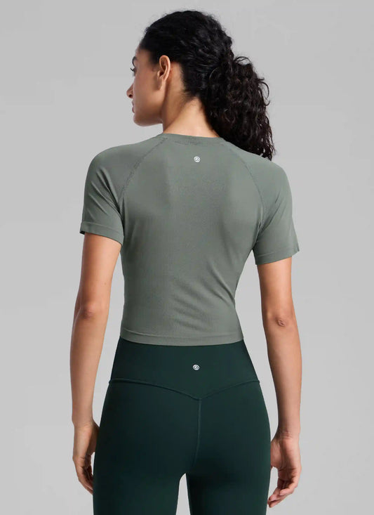 Seamless Crew Neck Cropped Short Sleeve