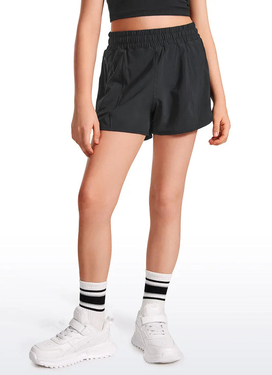 Feathery-Fit Soft Girls Mesh Liner Shorts with Zip Pockets