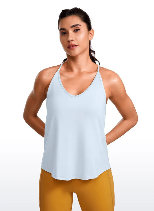 Lightweight Tie Back Halter V Neck Tank