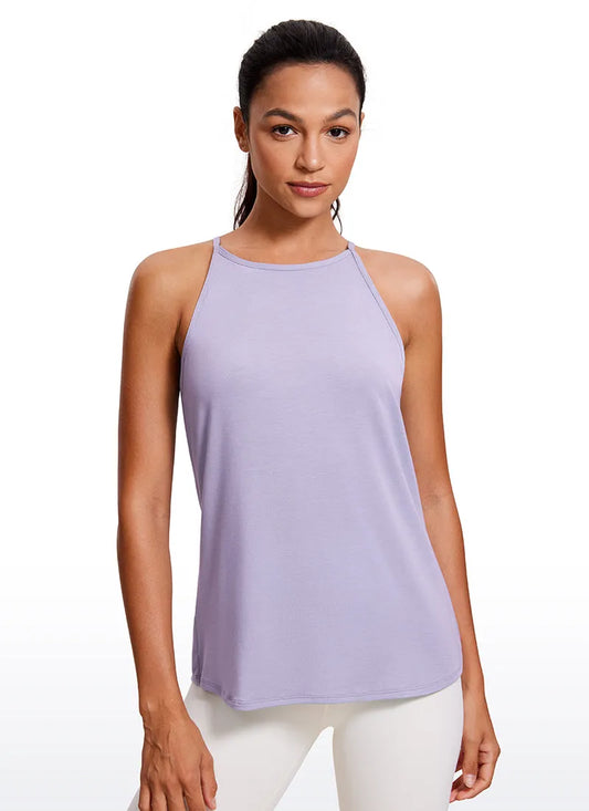 Hip Length High Neck Halter Tank