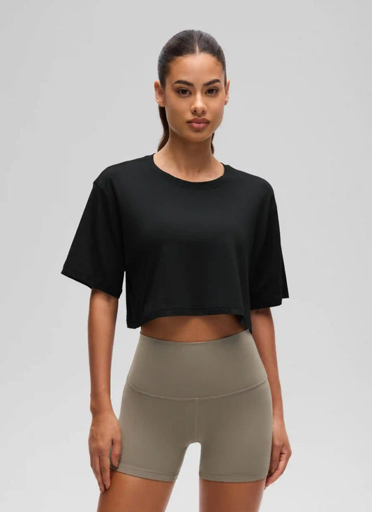 Pima Cotton Cropped Short Sleeve