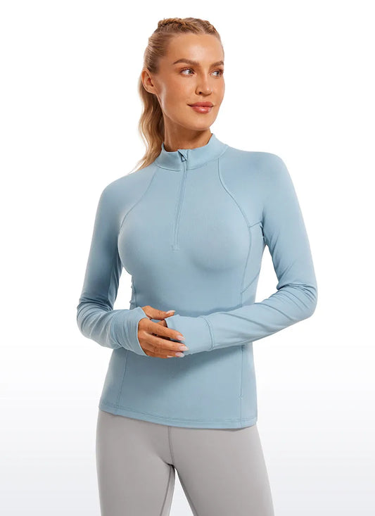 Brushed Thumbhole Half Zip Long Sleeve