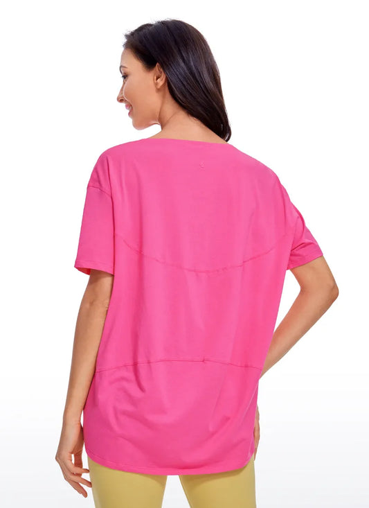 Pima Cotton Boat Neck Short Sleeve